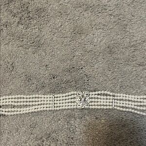 Elegant Pearl Beaded Belt with Silver Buckle